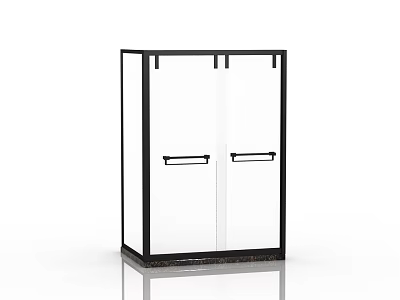 Modern Shower Sauna Enclosure Featuring Black Frame Transparent Glass Doors And Double Handles 3d model