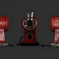Vintage Red And Silver Kitchen Appliances With Classic Metal Base Design