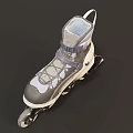 Gray and White Inline Skates with Lace Up Design Strap and Durable Wheels for Sports
