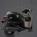 Modern Black Scooter With Classic Design Beige Seat And Side Mirrors