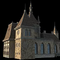 Ancient Church Architecture With Spires Towers Stone Walls And Arched Windows