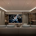 Home Theater Interior With Wall Of Wine Bottles Bar Counter And Black Chairs