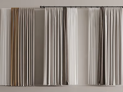 Elegant Soft Textured Curtains In Various Neutral Tones For Home Decor 3d model