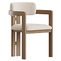 Light Colored Dining Chair With Wooden Frame And Plush Seat Backrest 3d model