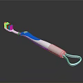 Blue and White Toothbrush with Ergonomic Handle Soft Bristles and Hanging Loop Design