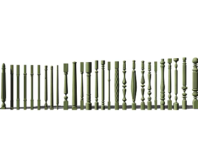Various Styles Of Decorative Balusters For Home Railings And Staircase Design 3d model