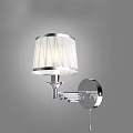 Elegant Modern Silver Metal Wall Lamp With White Pleated Lampshade Design