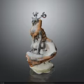 Elegant Ceramic Animal Sculpture as Decorative Furniture Accessory in Orange White Gray