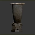 Sculptural Carving Artwork With Animal Head Decoration And Stone Square Base Design