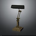 Elegant Lamp Combination With Gold Metal Arm Wooden Base And Black Lampshade Design