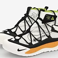 Nike High Top Shoes With White Black Orange Design And Unique Laces Thick Sole