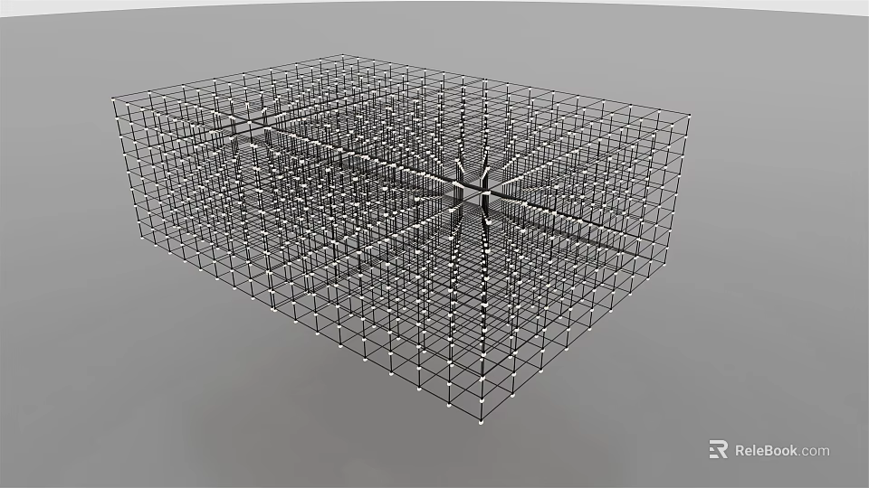 Contemporary Metal Grid Cube Chandelier With Intricate Lattice Structure For Interior 3d model 