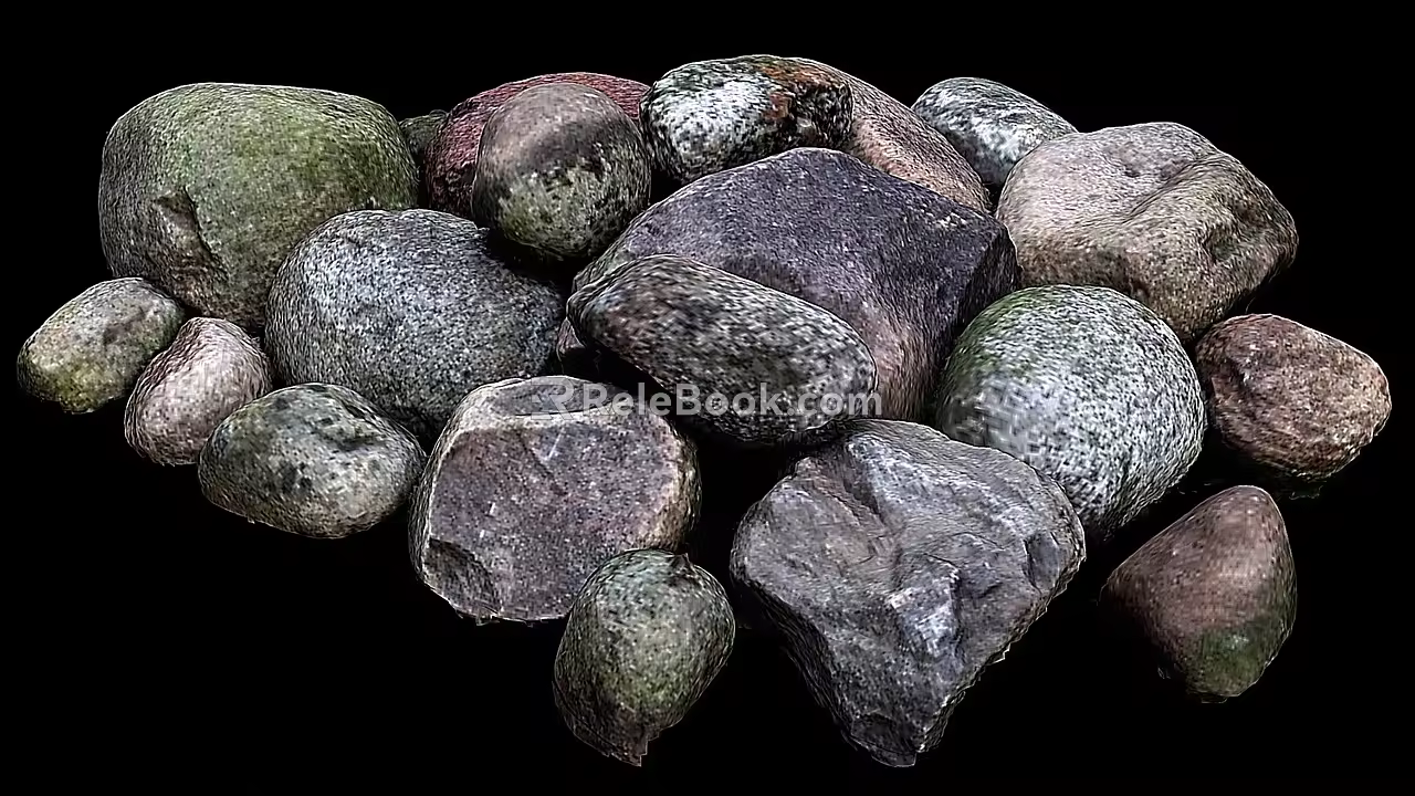 modern stone pile stone block 3d model