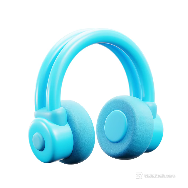Cute Blue Headphones with Round Ear Cups and Soft Headband Design 3d model 