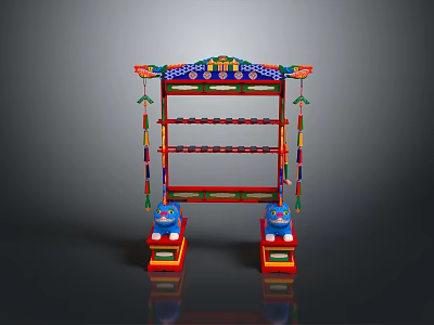 Ornate Traditional Architectural Component With Colorful Decorations Frame And Pedestals 3d model