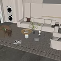 Modern Sofa and Coffee Table Set Interior With Round Coffee Tables Accent Chair Striped Rug