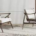Minimalist Leisure Chairs With Wooden Frame Light Colored Cushions And Armrests