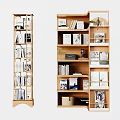 Modern Wooden Bookcase With Multi Tiered Shelves Books And Decorative Items