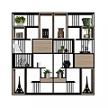 Modern Storage Shelving Unit Featuring Multiple Shelves Green Plants and Decorative Items 3d model