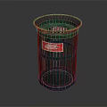 Green Trash Can With Red Label Stanley Brand Outdoor Waste Equipment