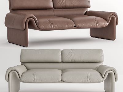 Modern double sofa Swiss leather double sofa 3d model