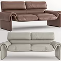 Modern Leather Two Seater Sofa Design In Brown And Beige Colors