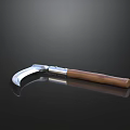 Curved Silver Metal Hardware Tool With Wooden Handle For Cutting Tasks