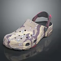 Camouflage Casual Clogs with Perforated Design Beige Base and Red Straps for Comfortable Daily Wear