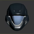 Futuristic Gray Helmet With Blue Visor And Tech Inspired Structure
