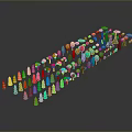 Colorful Plant Models Arranged in Gradient Pattern With Various Vibrant Hues