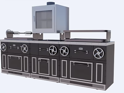 Modern Black Kitchen Appliance With Multiple Drawers And Metal Knobs 3d model