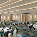 Luxurious Vienna Hotel Banquet Hall With Elegant Tables Setup And Modern Lighting