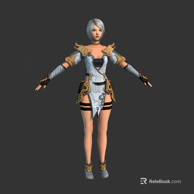 Elegant Fantasy Character With Silver Hair And Magical Creature In 3D Design 3d model 