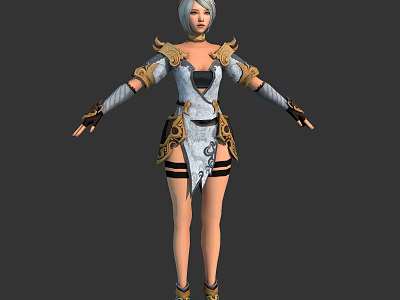 Elegant Fantasy Character With Silver Hair And Magical Creature In 3D Design 3d model