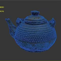 Traditional Metal Teapot with Raised Dot Decoration Brown Black Finish and Green Lid Handles