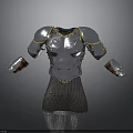 Ornate Medieval Steel Armor With Breastplate Shoulder Plates Arm Guards Gold Accents And Chainmail