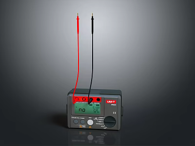 Uni T Digital Measuring Device With Red And Black Probes And Gray Body 3d model