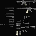 Detailed Modern Tactical Rifles With Barrel Magazine Stock Grip And Accessories