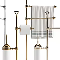 Elegant Brass Bathroom Accessories With Standing Towel Racks And Toilet Brush Holders