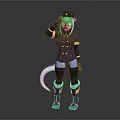 Game And Movie Anthropomorphic Character With Blue Fur Uniform Hat Tail Boots And Saluting Pose