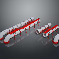 Modern Hanging Tubular Lighting Combination With White Red Accents And LED Lamps Design