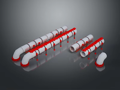 Modern Hanging Tubular Lighting Combination With White Red Accents And LED Lamps Design 3d model