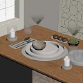 Tableware Dinner Plate Knife and Fork Vase 3d model