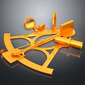 Golden Nautical Navigation Instruments Set With Sextant Telescope And Compass