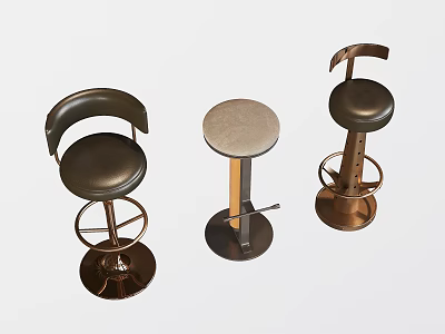 Modern Bar Stools With Leather Seats And Metal Frames In Different Styles 3d model