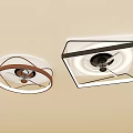 Modern Round And Square Ceiling Lights With White Shades And Brown Accents