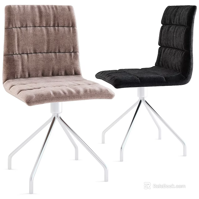 Modern Upholstered Chairs Brown And Black With Padded Seats And Metal Legs 3d model 