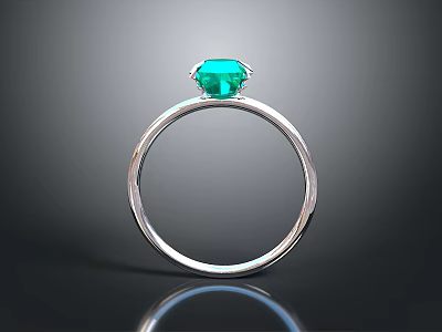 Silver Ring With Green Gemstone Elegant Design For Daily Use 3d model