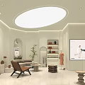 Modern Clothing Store Interior With Circular Skylight Beige Decor And Clothing Racks