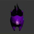Purple Cartoon Creature with Black Ears Spiky Tail Blue Cross Mark Cute Fantasy Design